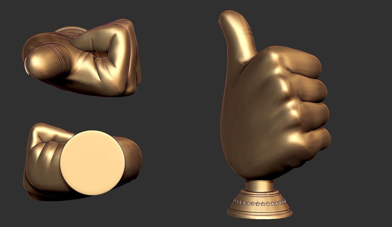 Thumbs Up Hand Gesture Award 3D print model_8