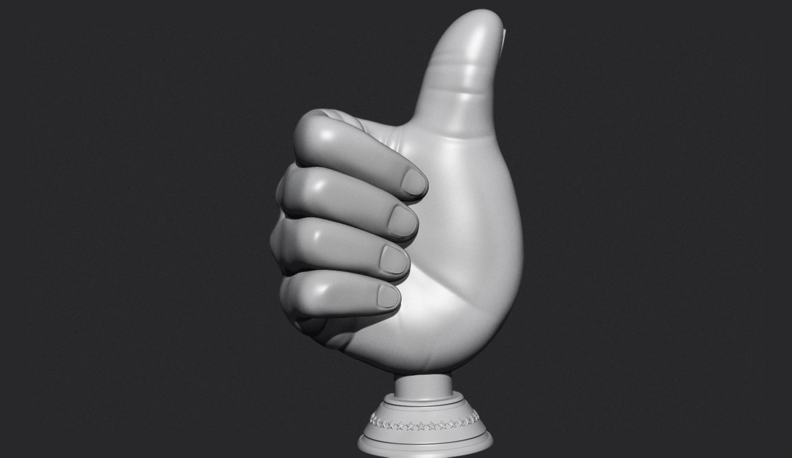 Thumbs Up Hand Gesture Award 3D print model_10
