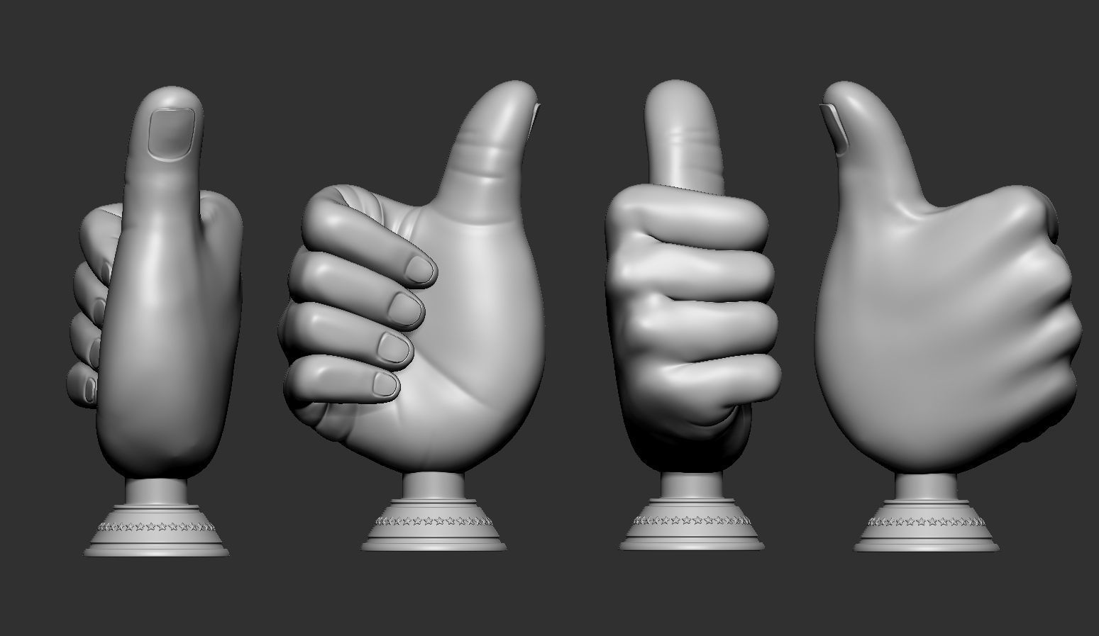 Thumbs Up Hand Gesture Award 3D print model_1