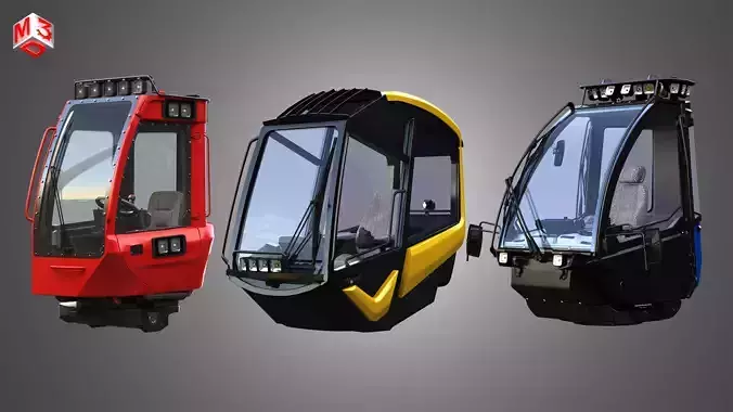 Forestry Harvester Cabins - 3 in 1 Package 3D Model Collection