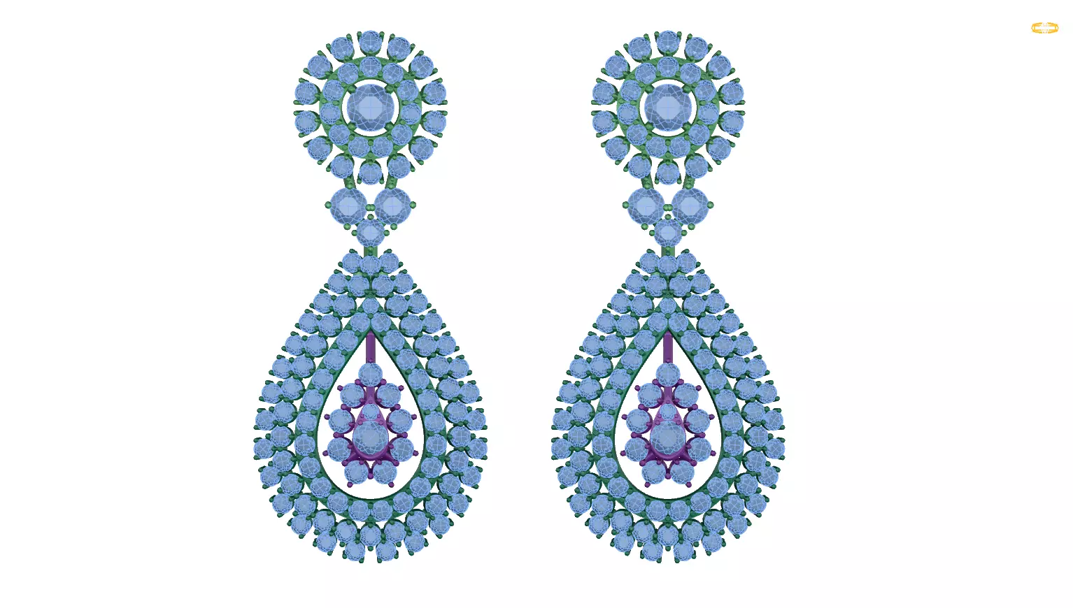 earring pair of earrings with stones 3D print model_0