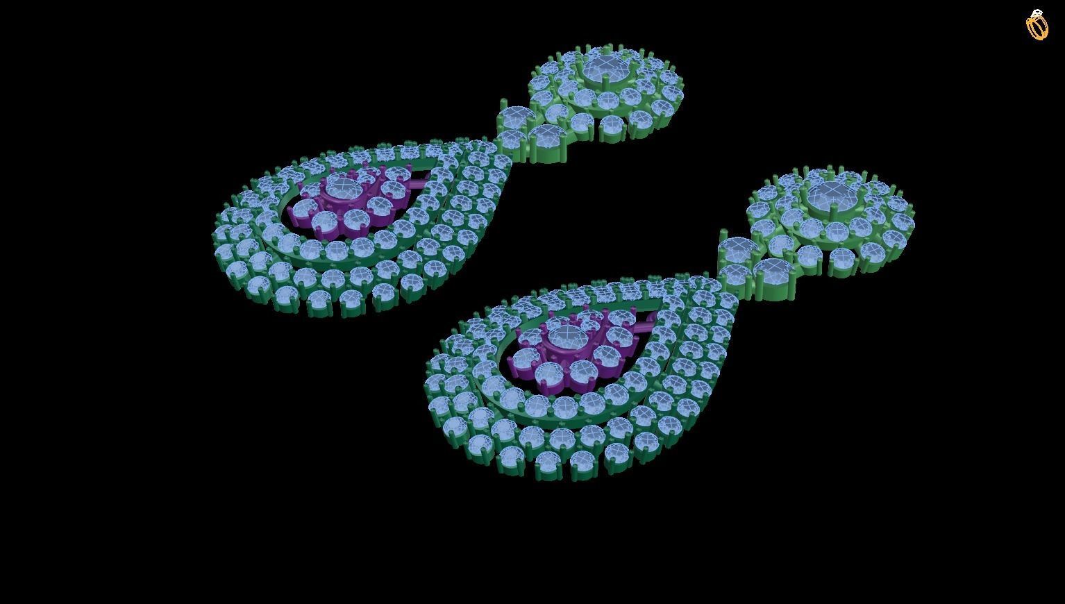 earring pair of earrings with stones 3D print model_1