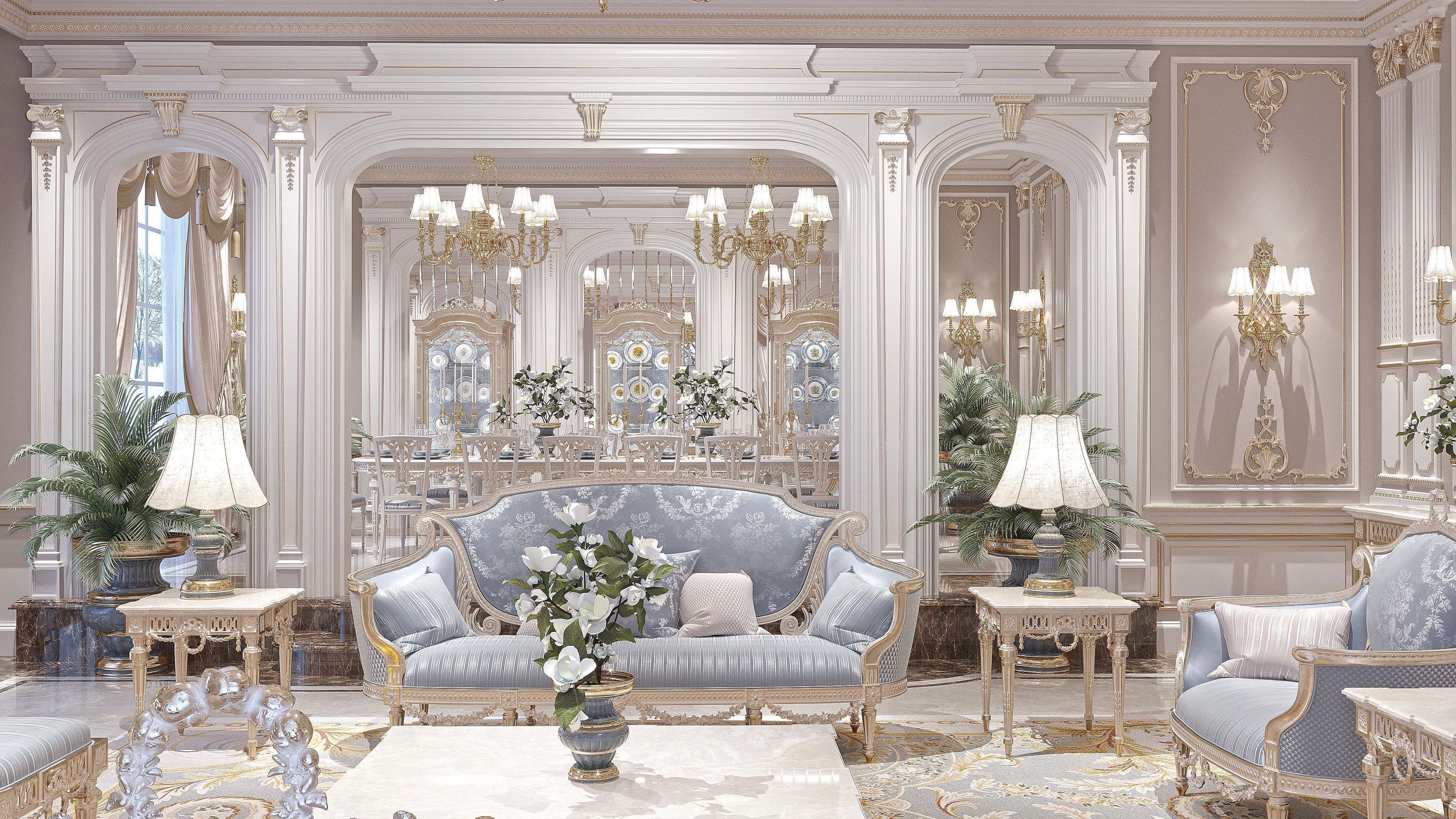 classical living room and dining room 3D model_10