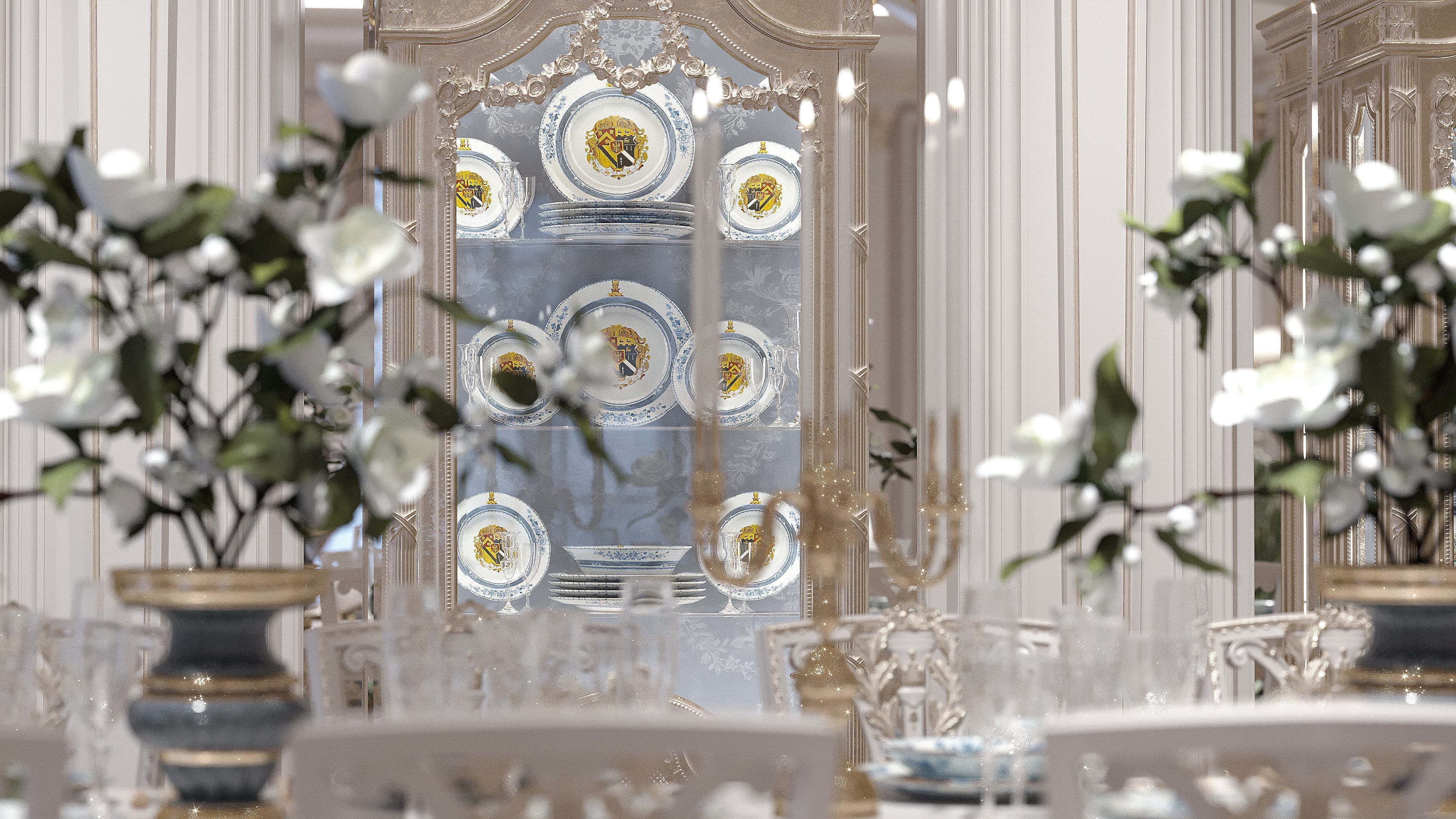 classical living room and dining room 3D model_17