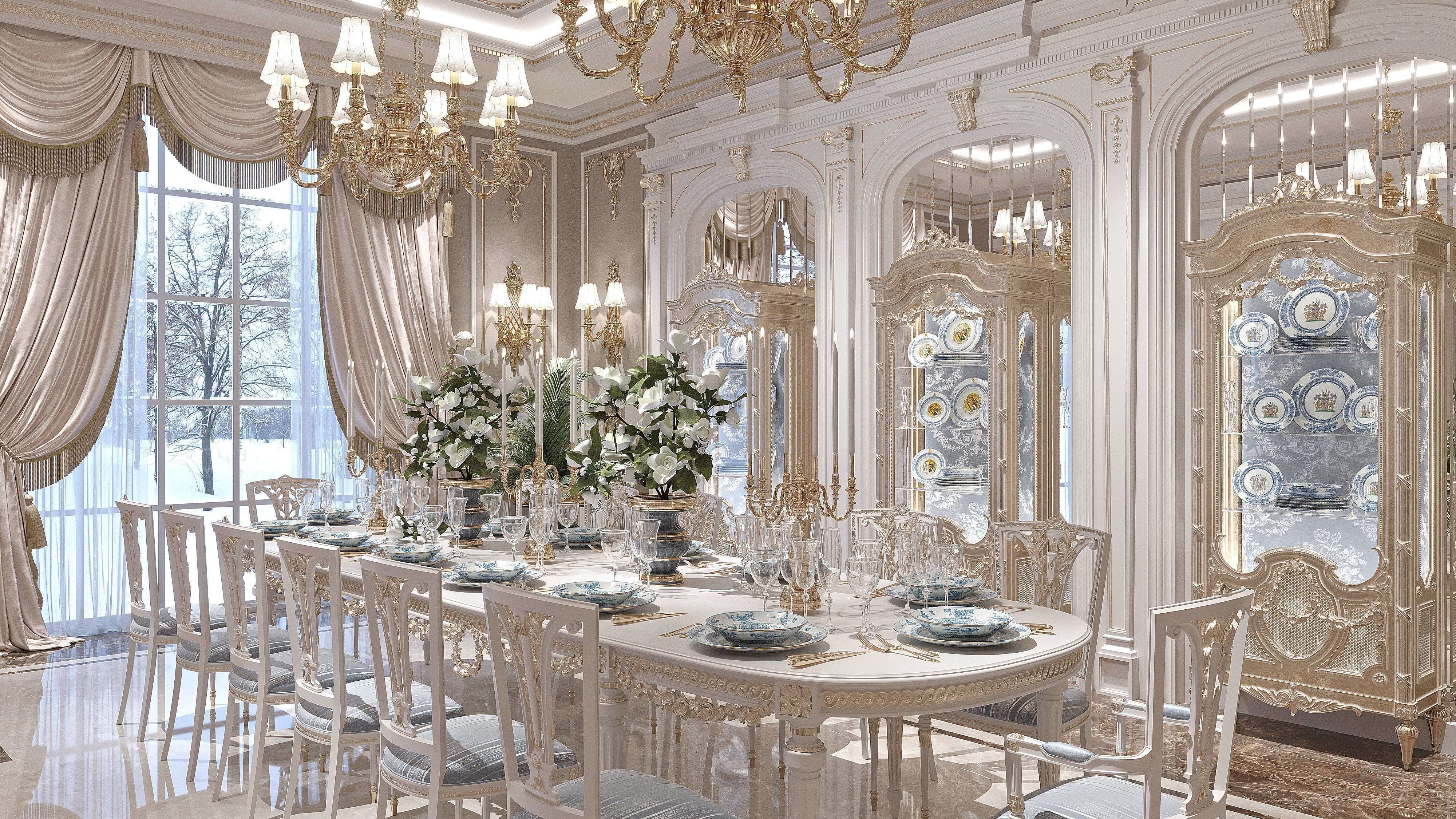 classical living room and dining room 3D model_4