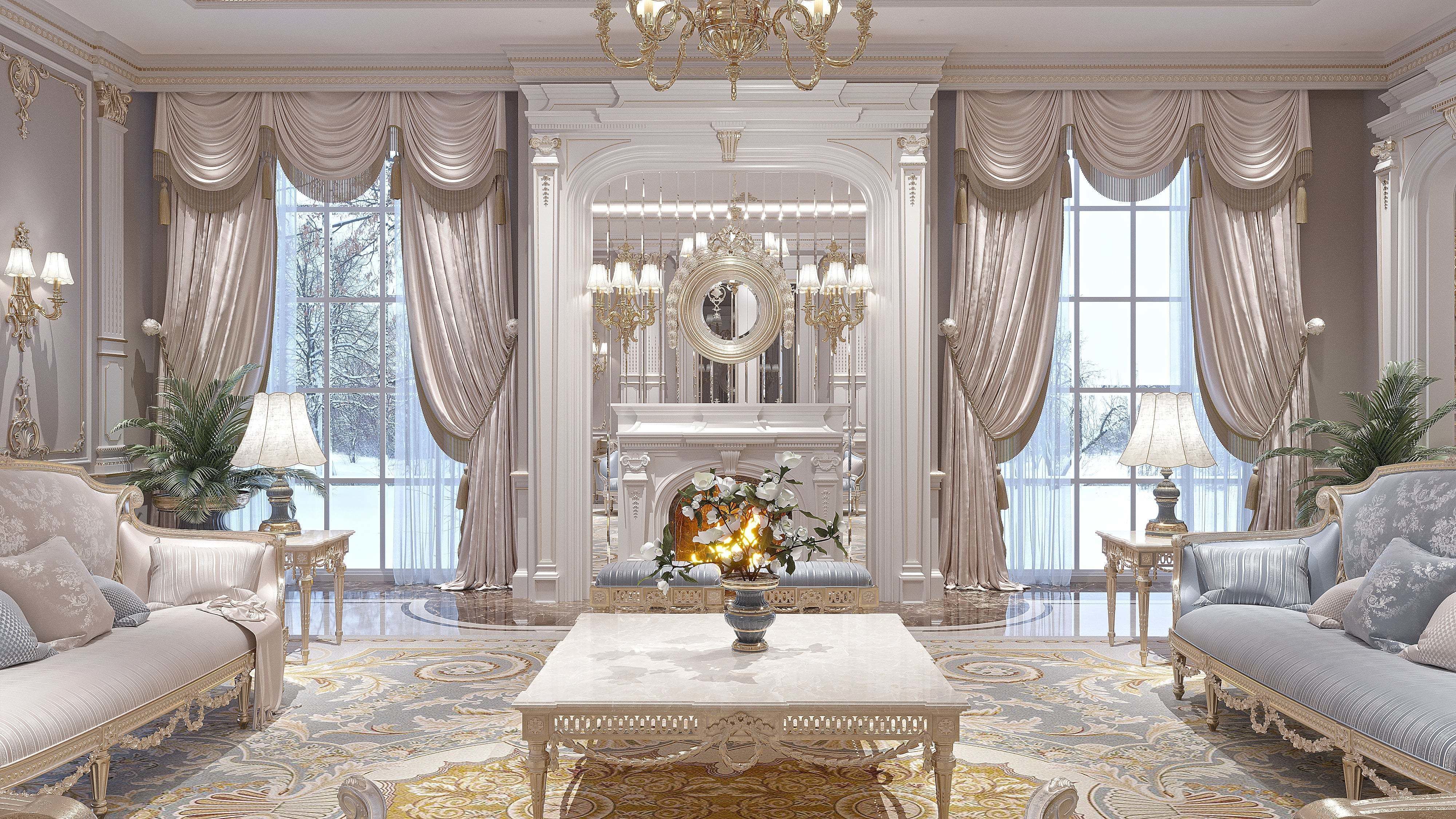 classical living room and dining room 3D model_8