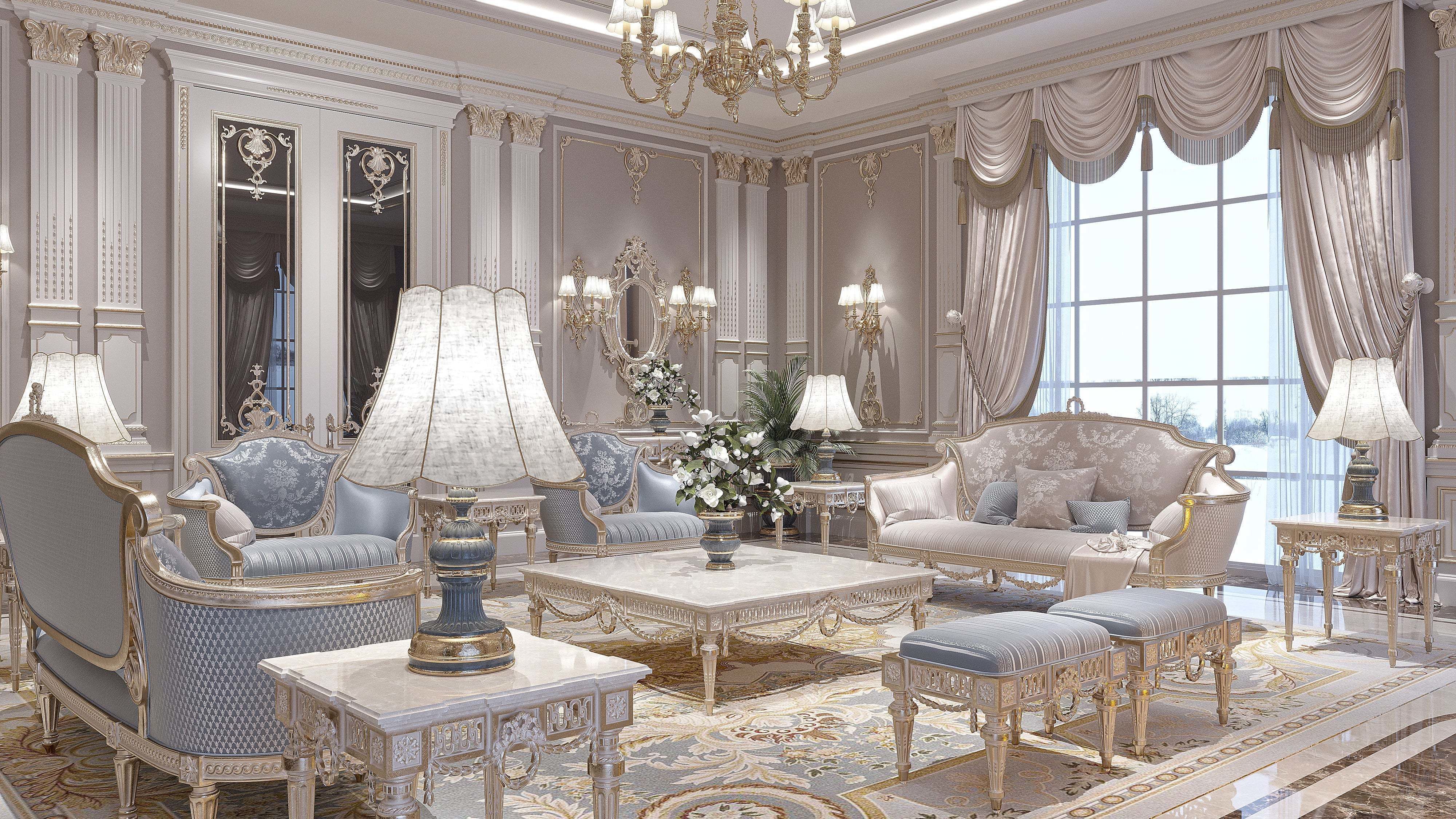 classical living room and dining room 3D model_3