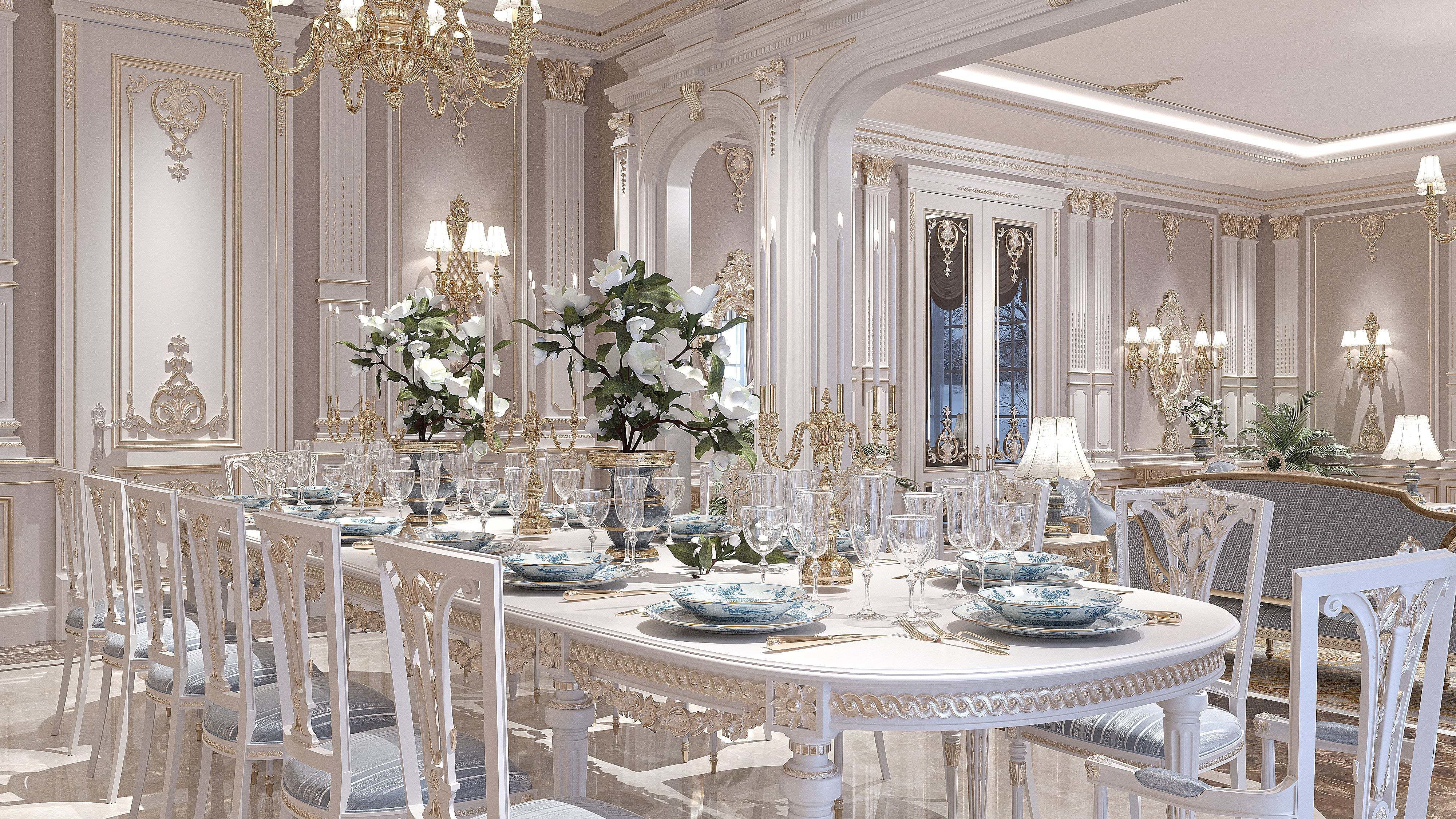 classical living room and dining room 3D model_7