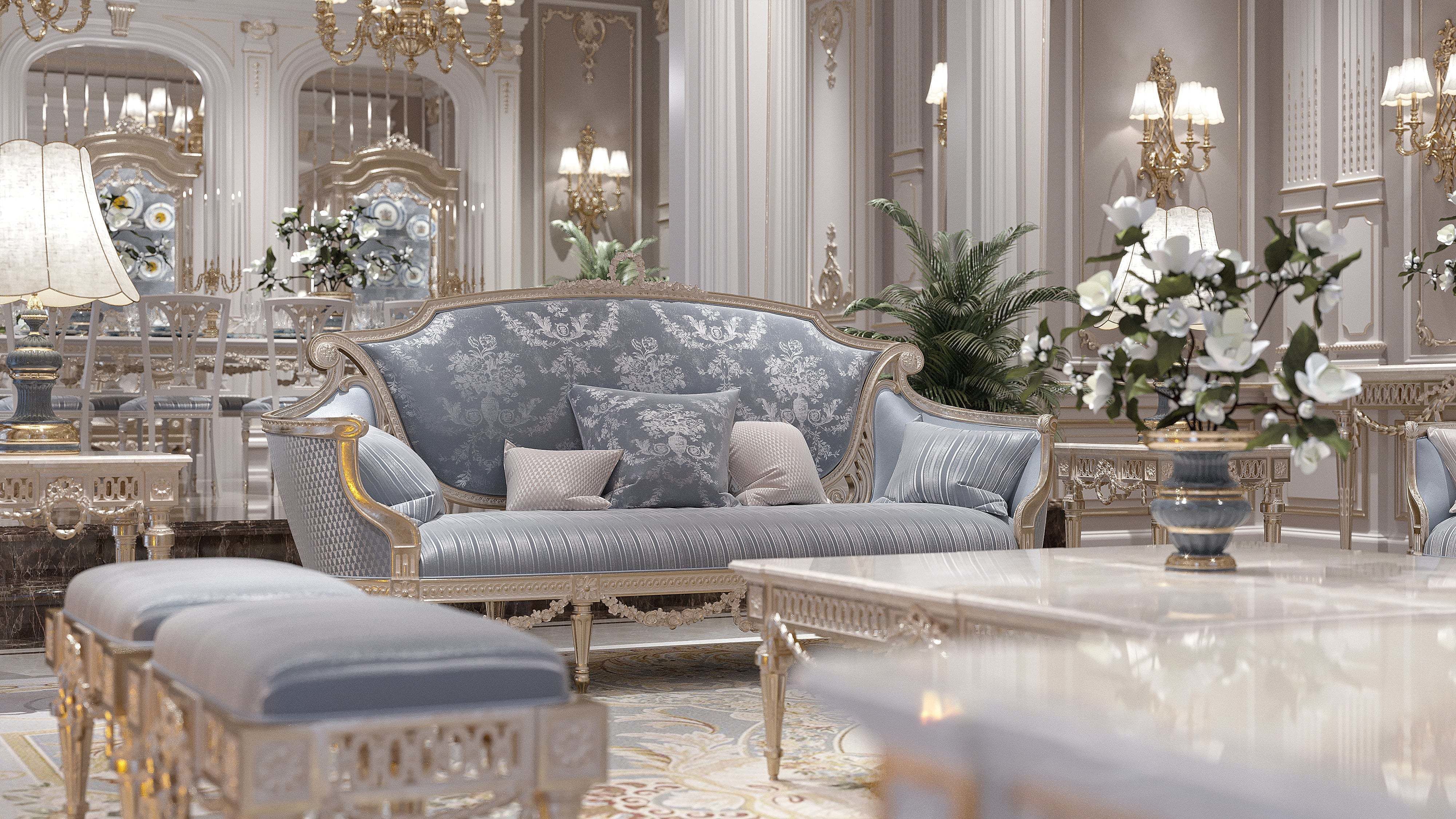 classical living room and dining room 3D model_16