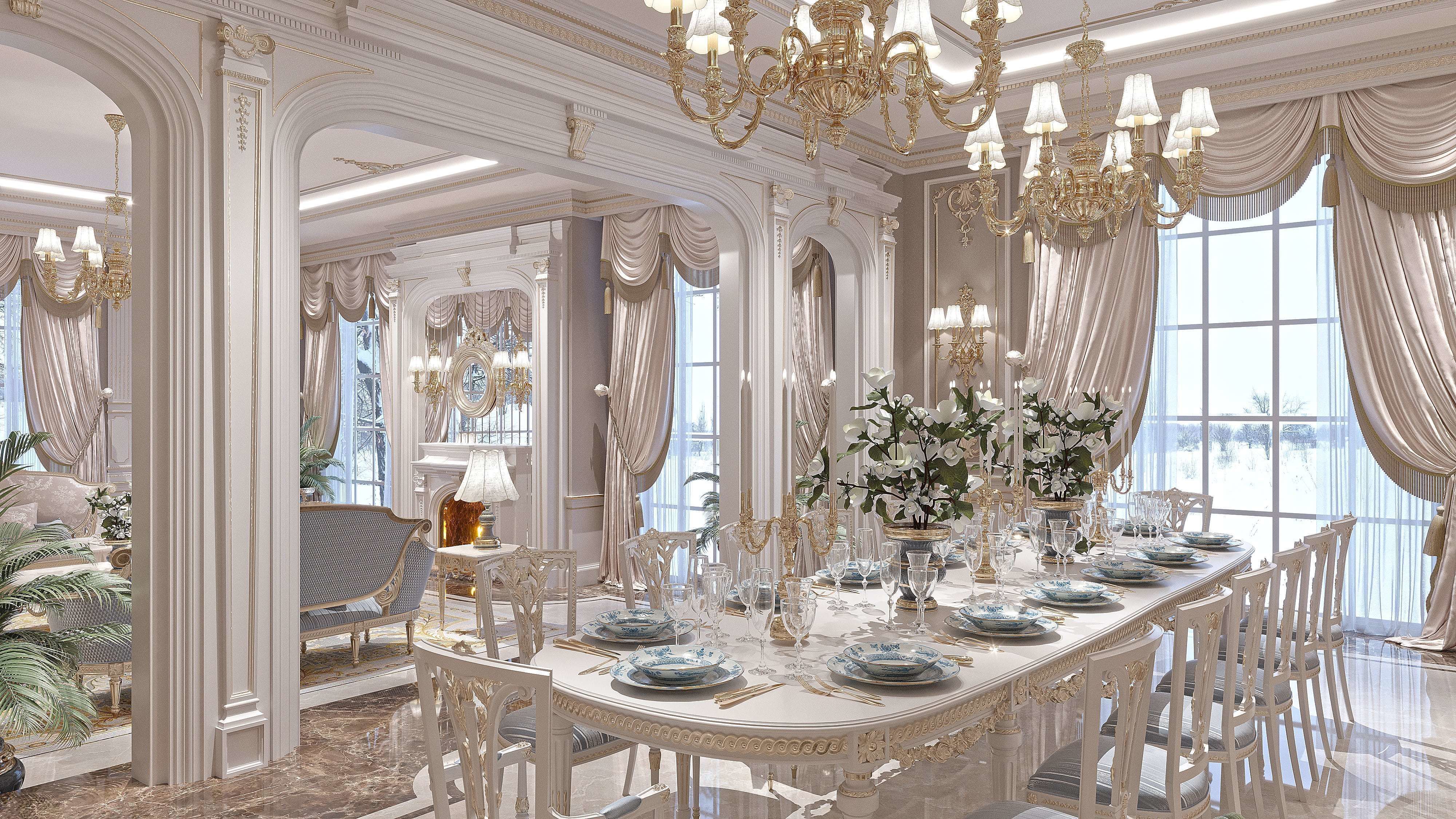 classical living room and dining room 3D model_5