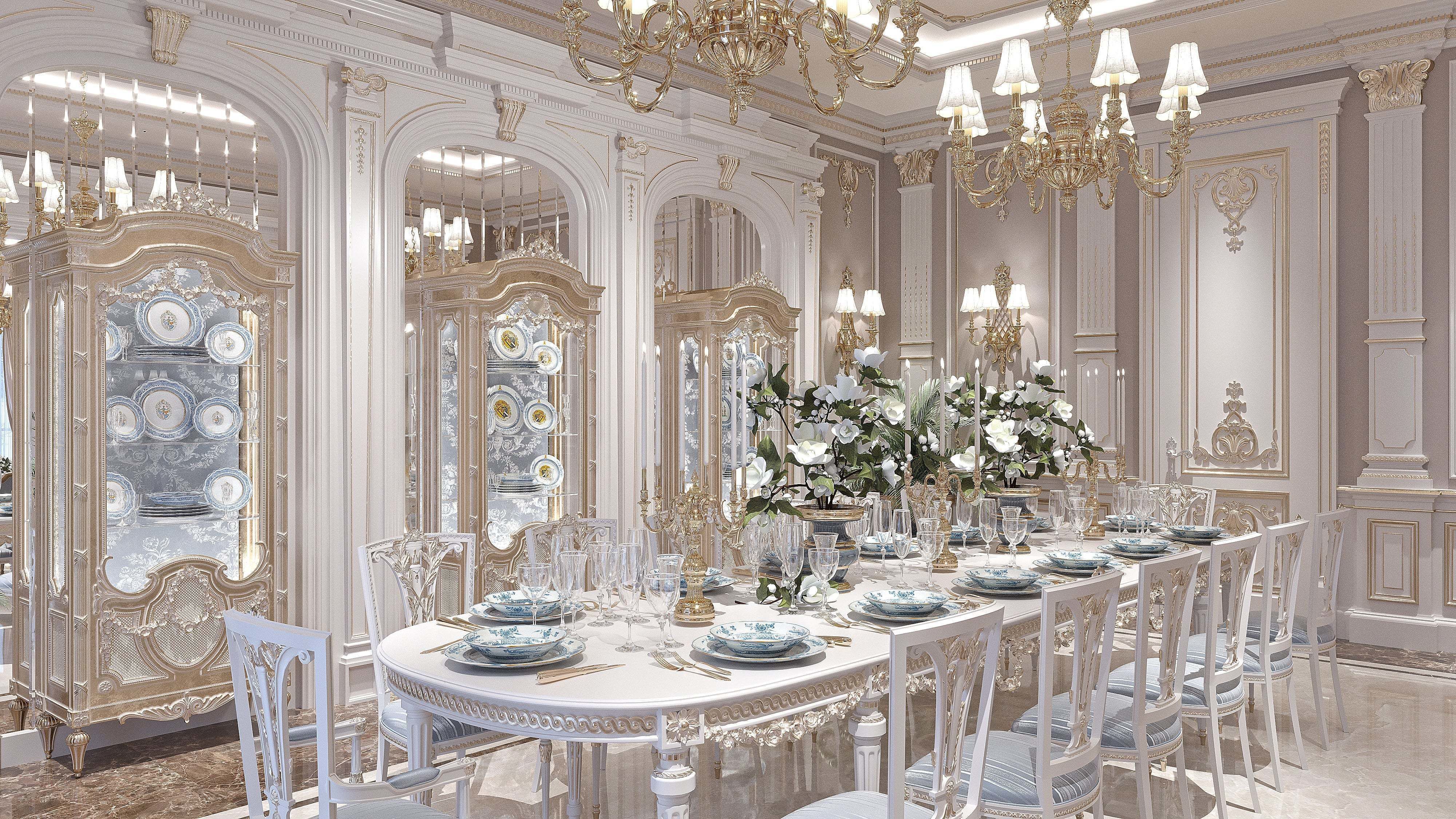 classical living room and dining room 3D model_6