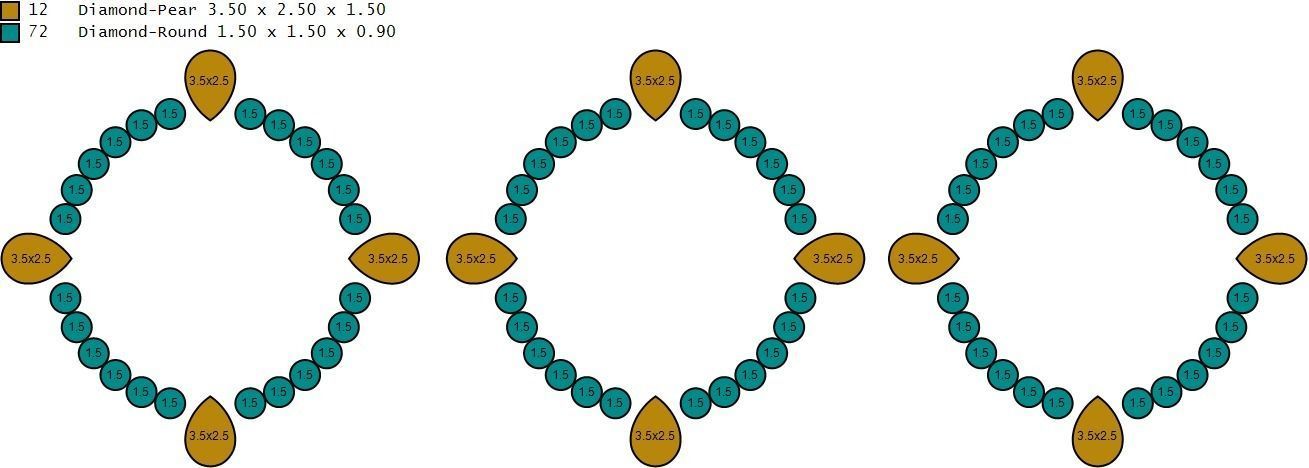 BPY-001 rose gold cuff ring with orange stones and diamonds 3D print model_8