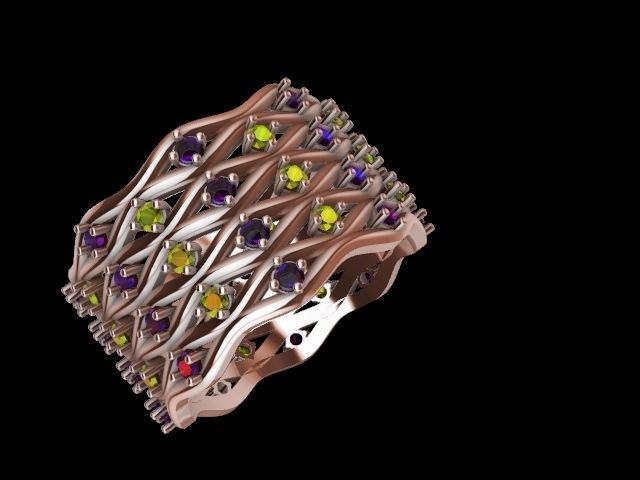 wavy diamond ring stl verified 3D print model_8