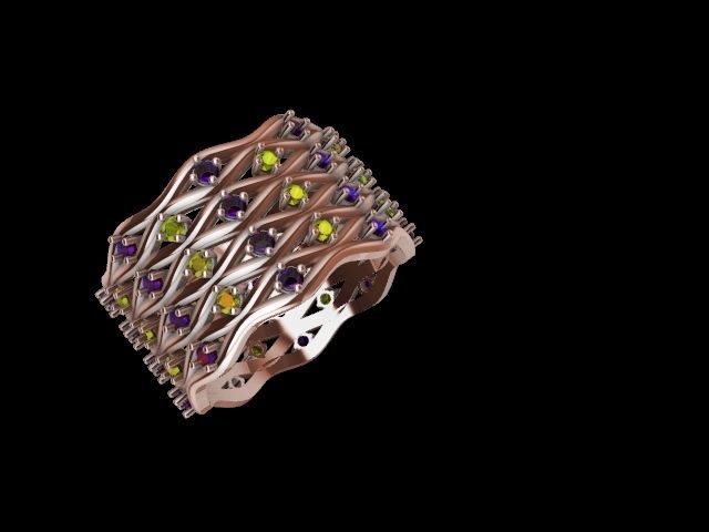 wavy diamond ring stl verified 3D print model_9