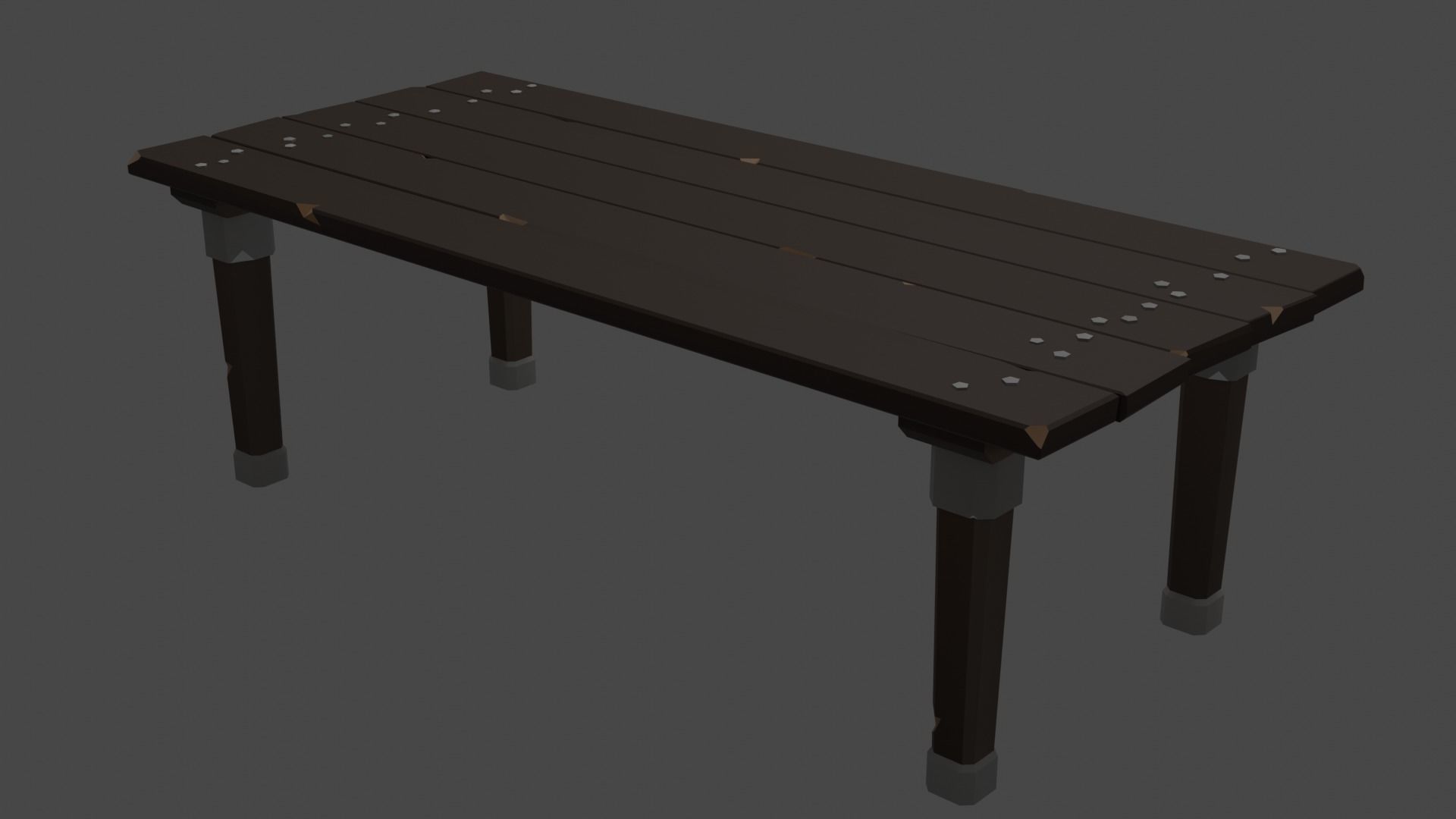 LowPolly table chairs barel set Low-poly 3D model_2