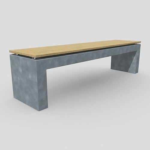 Bench 2 made of concrete and wood Low-poly 3D model