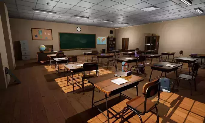 School Class Prop Pack  Low-poly 3D model