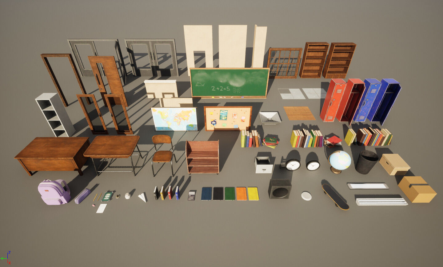 School Class Prop Pack  Low-poly 3D model_6