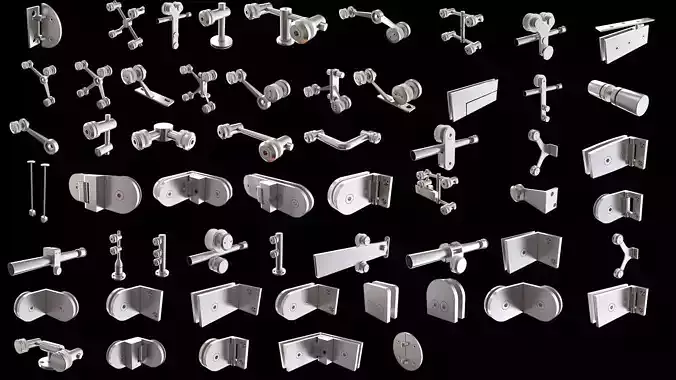 hardware for window 3D models in stainless steel 3D model
