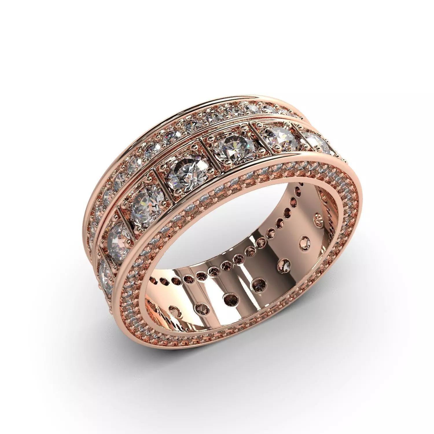 Diamonds jewelry ring 3D print model_0