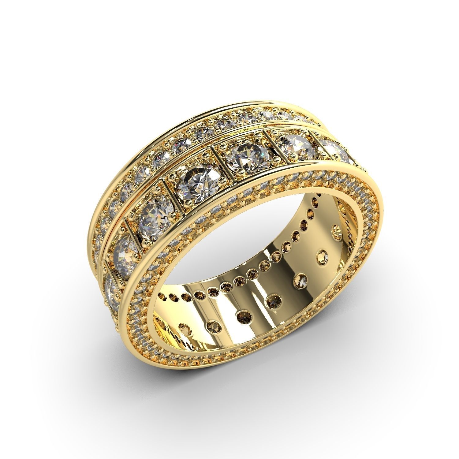 Diamonds jewelry ring 3D print model_1