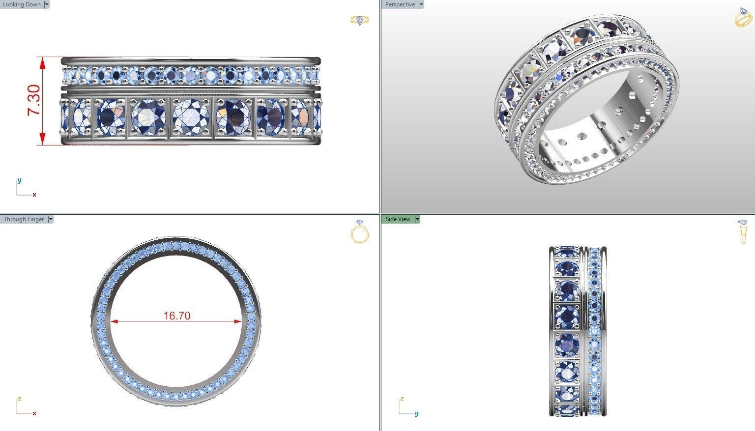 Diamonds jewelry ring 3D print model_17