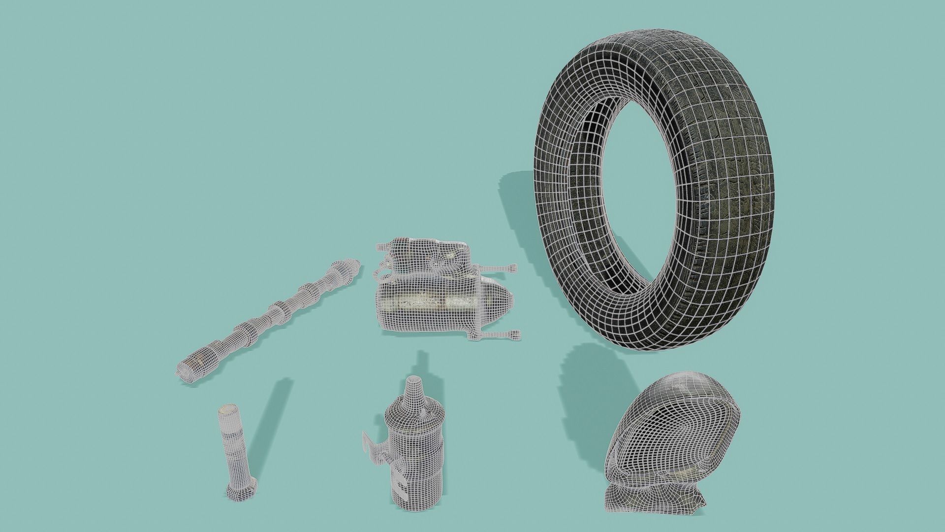 3D Scan Car Parts Pack - Props Low-poly 3D model_1