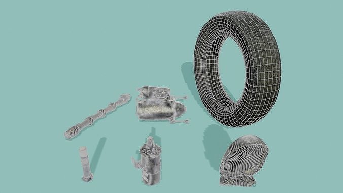 3D Scan Car Parts Pack - Props Low-poly 3D model 2