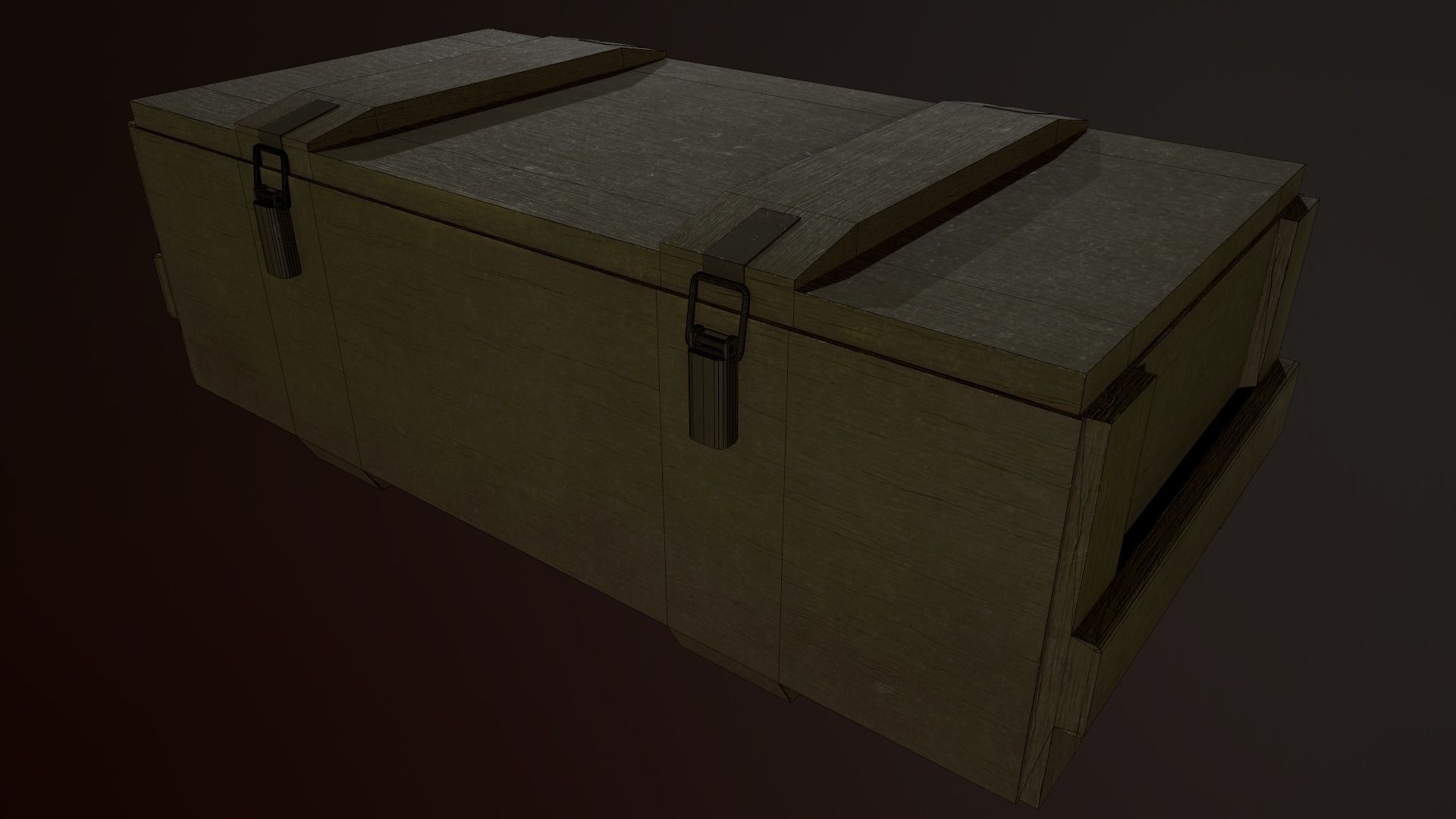 Military wooden box Low-poly 3D model_6