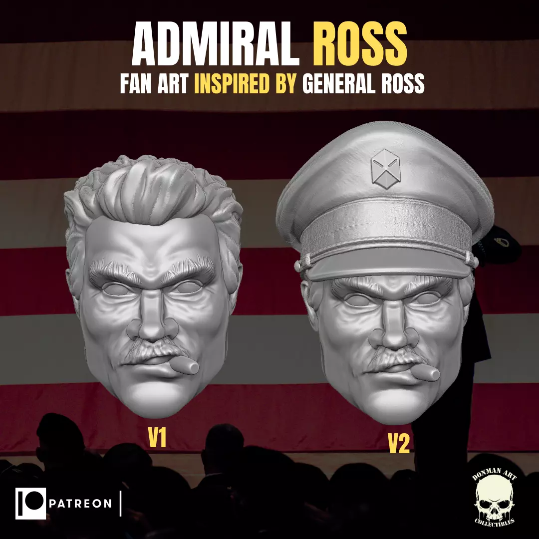 Admiral Ross head for action figures 3D print model_0