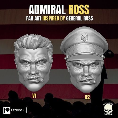 Admiral Ross head for action figures 3D print model