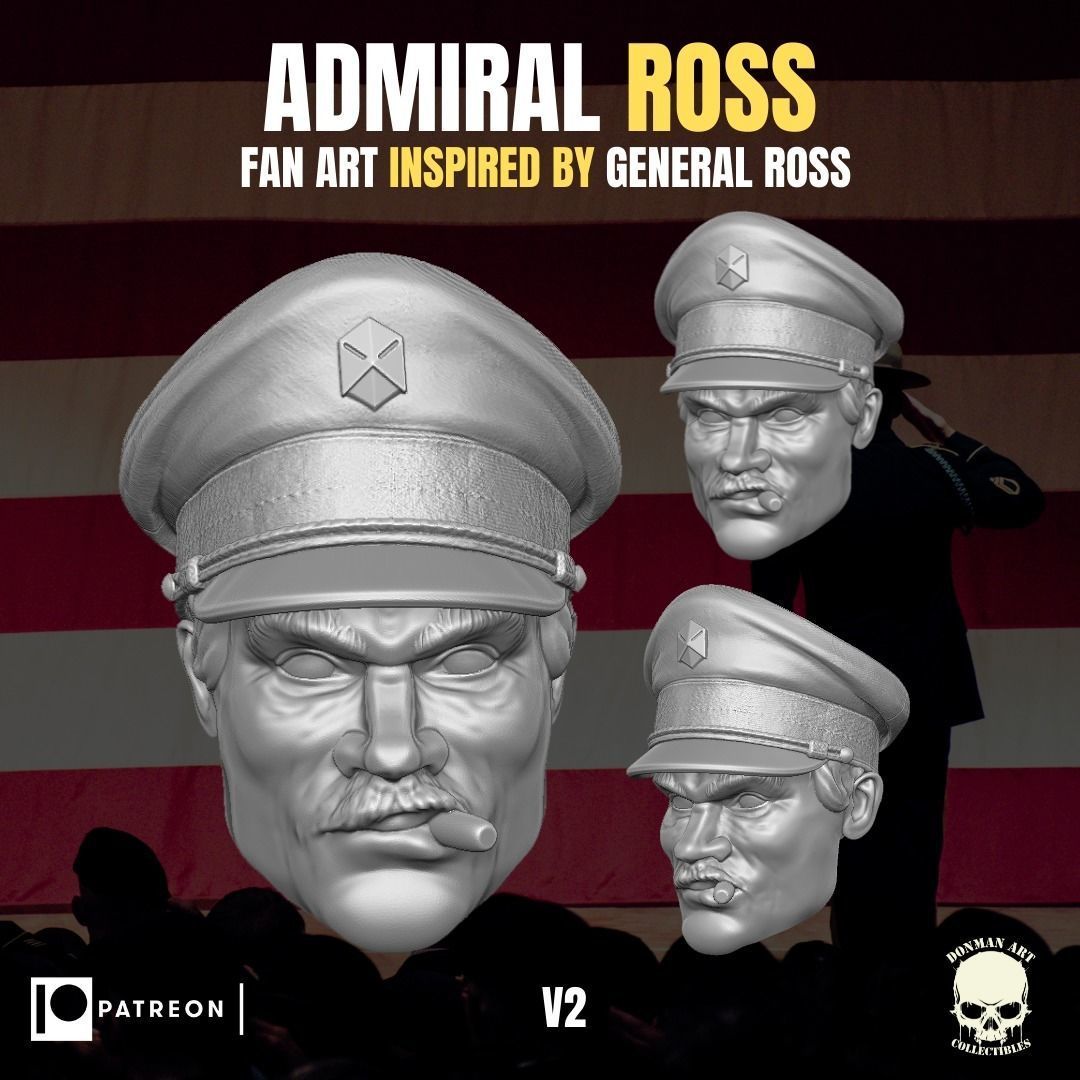 Admiral Ross head for action figures 3D print model_7
