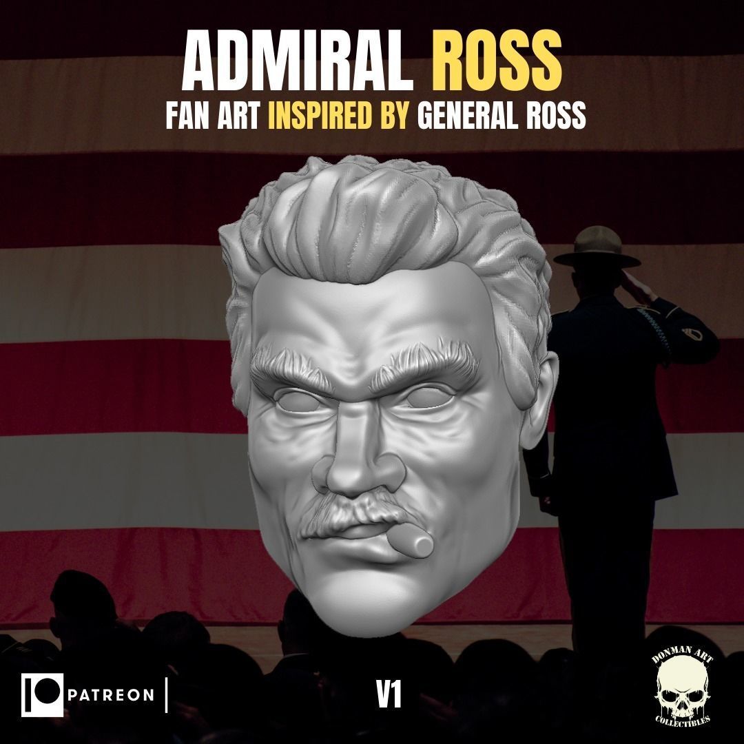 Admiral Ross head for action figures 3D print model_10