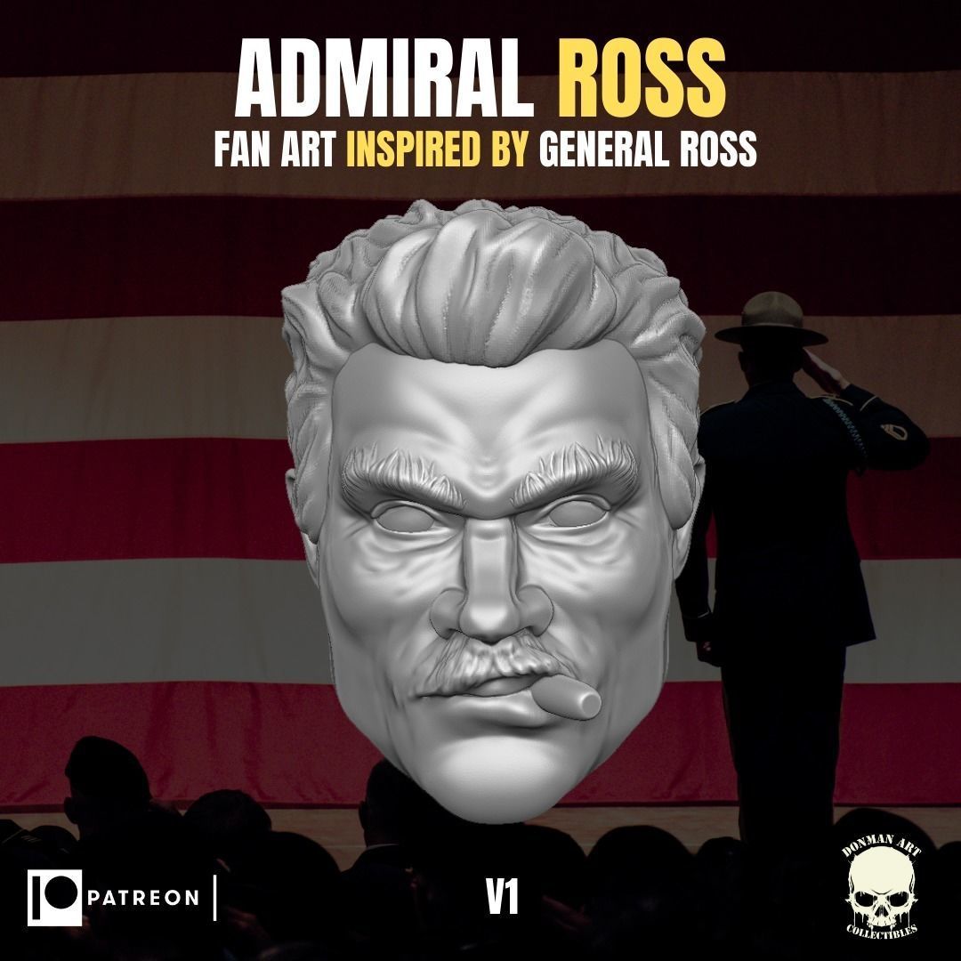 Admiral Ross head for action figures 3D print model_8
