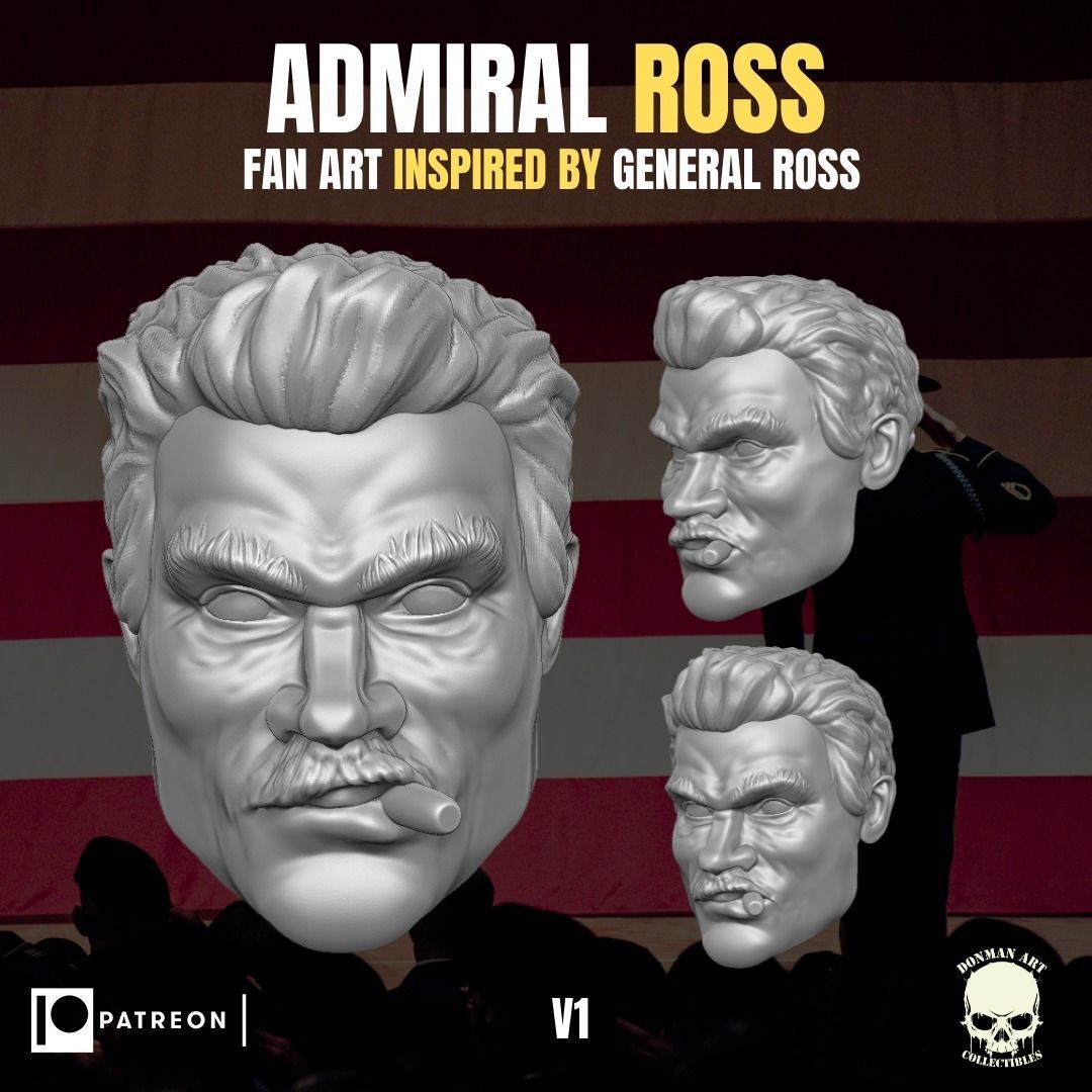Admiral Ross head for action figures 3D print model_6