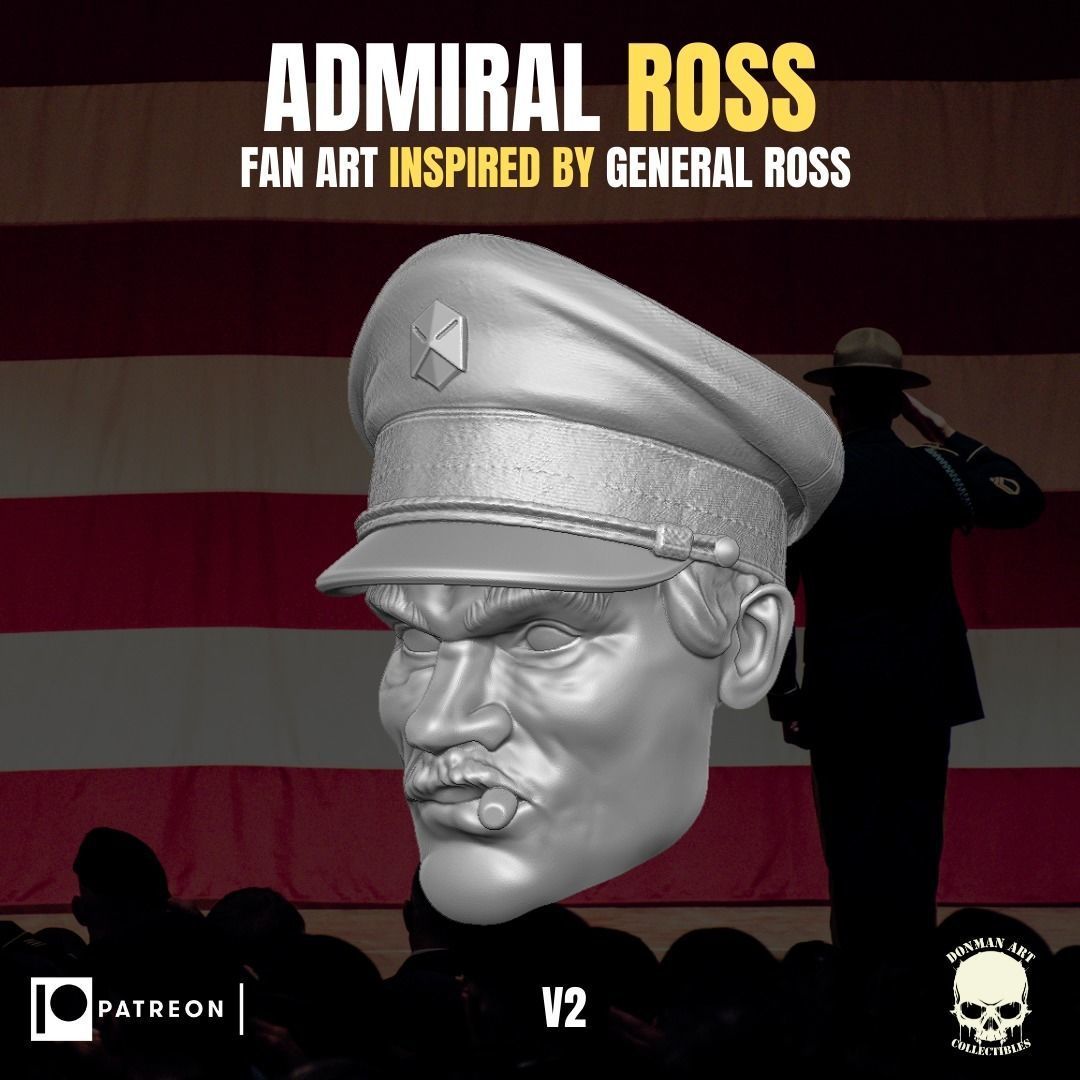 Admiral Ross head for action figures 3D print model_1