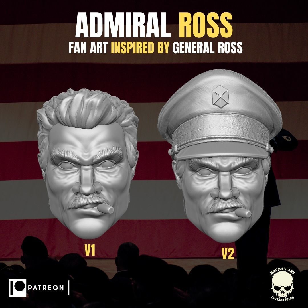 Admiral Ross head for action figures 3D print model_5