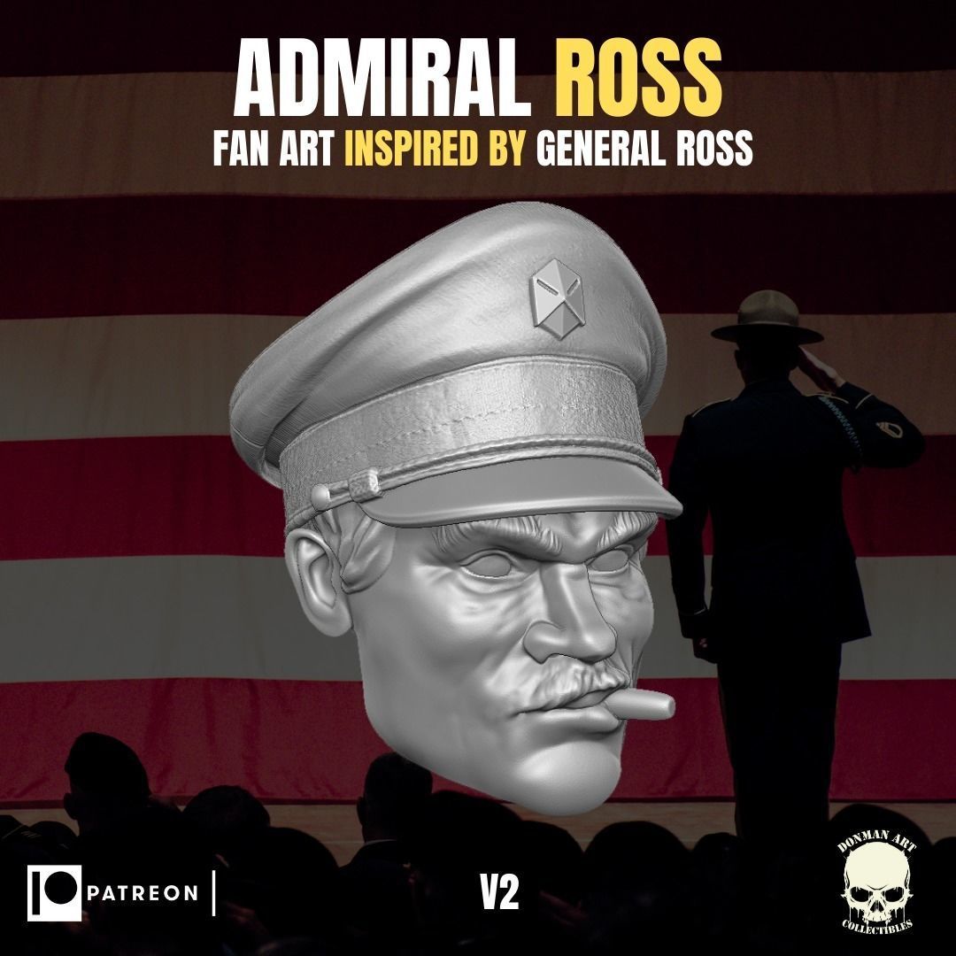 Admiral Ross head for action figures 3D print model_3