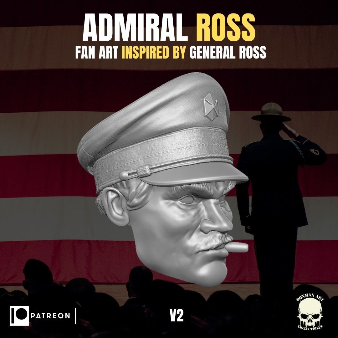 Admiral Ross head for action figures 3D print model_4