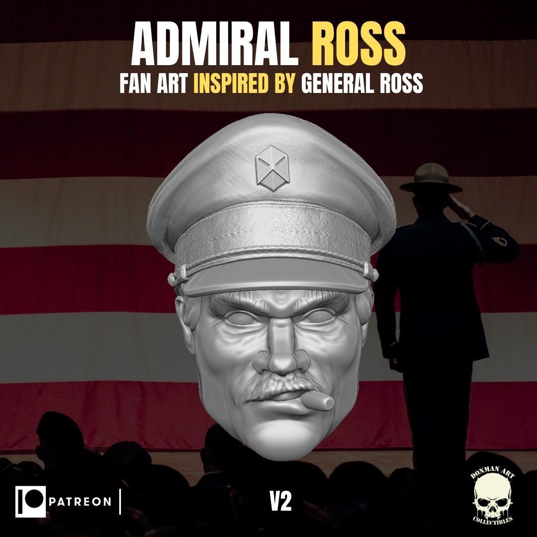 Admiral Ross head for action figures 3D print model_9