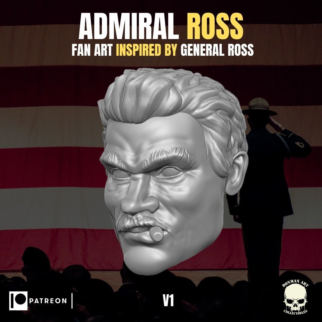 Admiral Ross head for action figures 3D print model_16