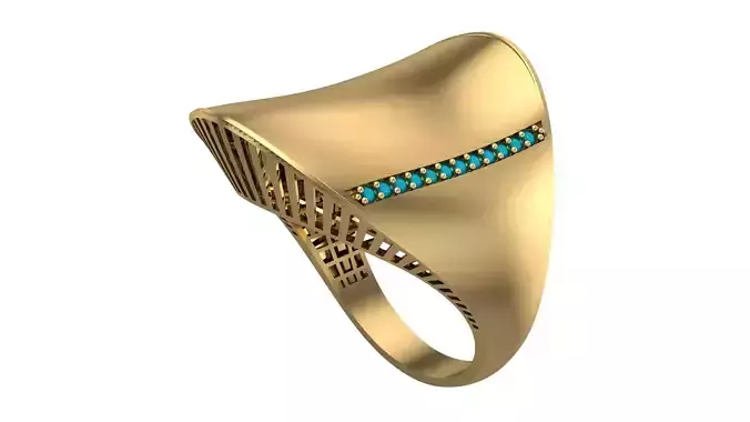 CORNER BAND FUSION STONE RING-R01-