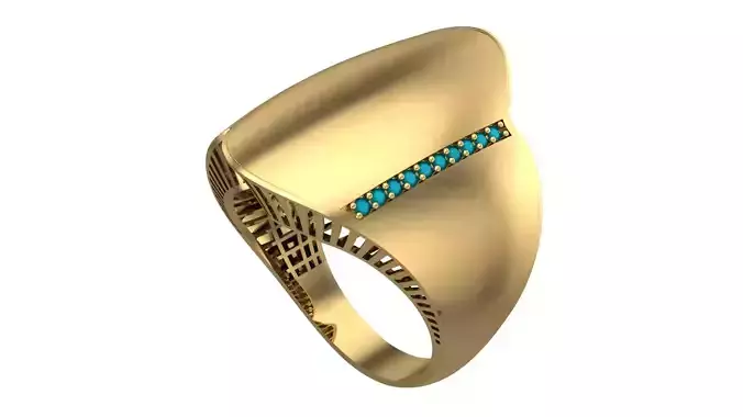 CORNER BAND FUSION STONE RING-R04-