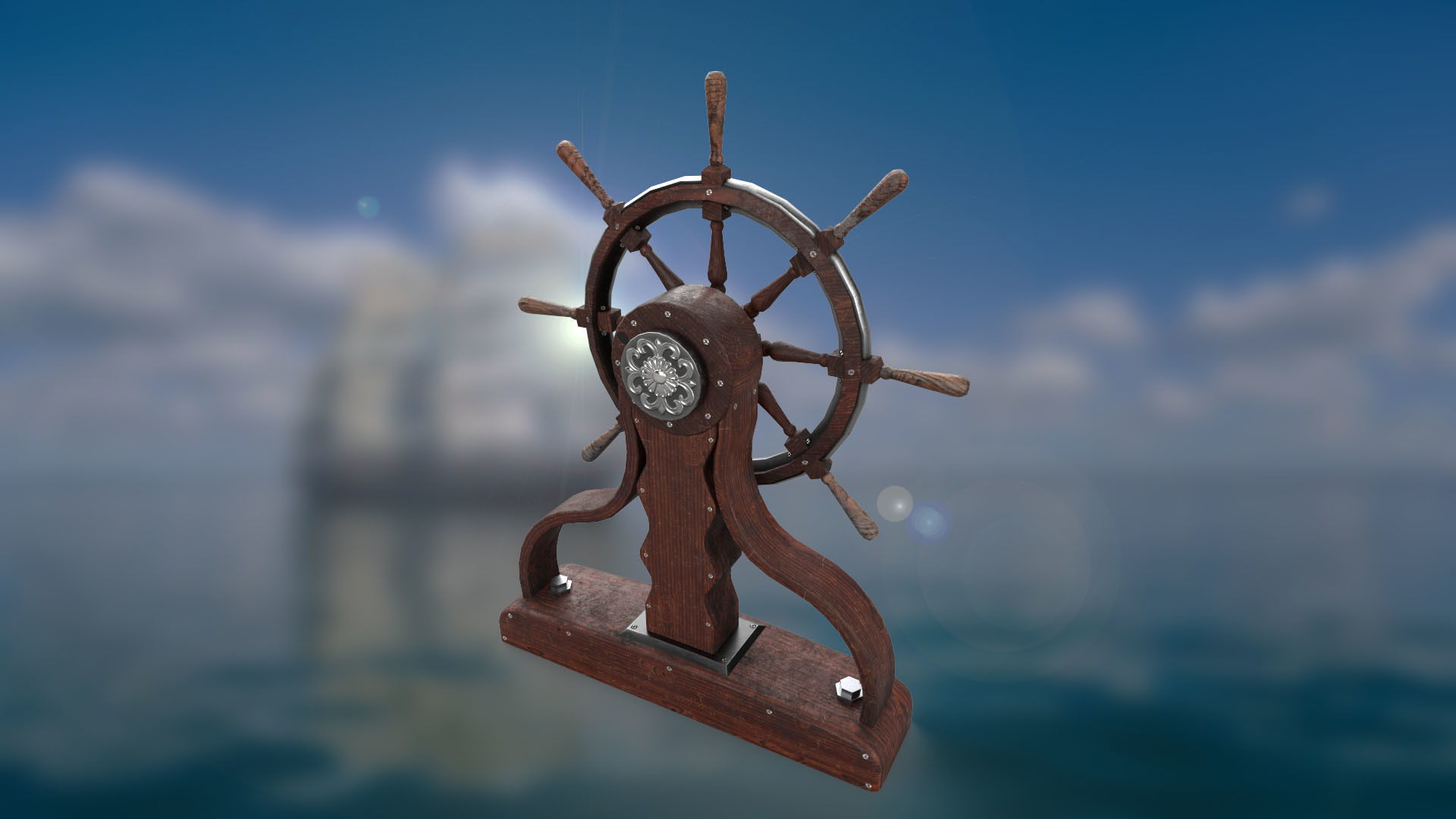 Ship steering wheel Ship Wheel 3D model Low-poly Low-poly 3D model_2