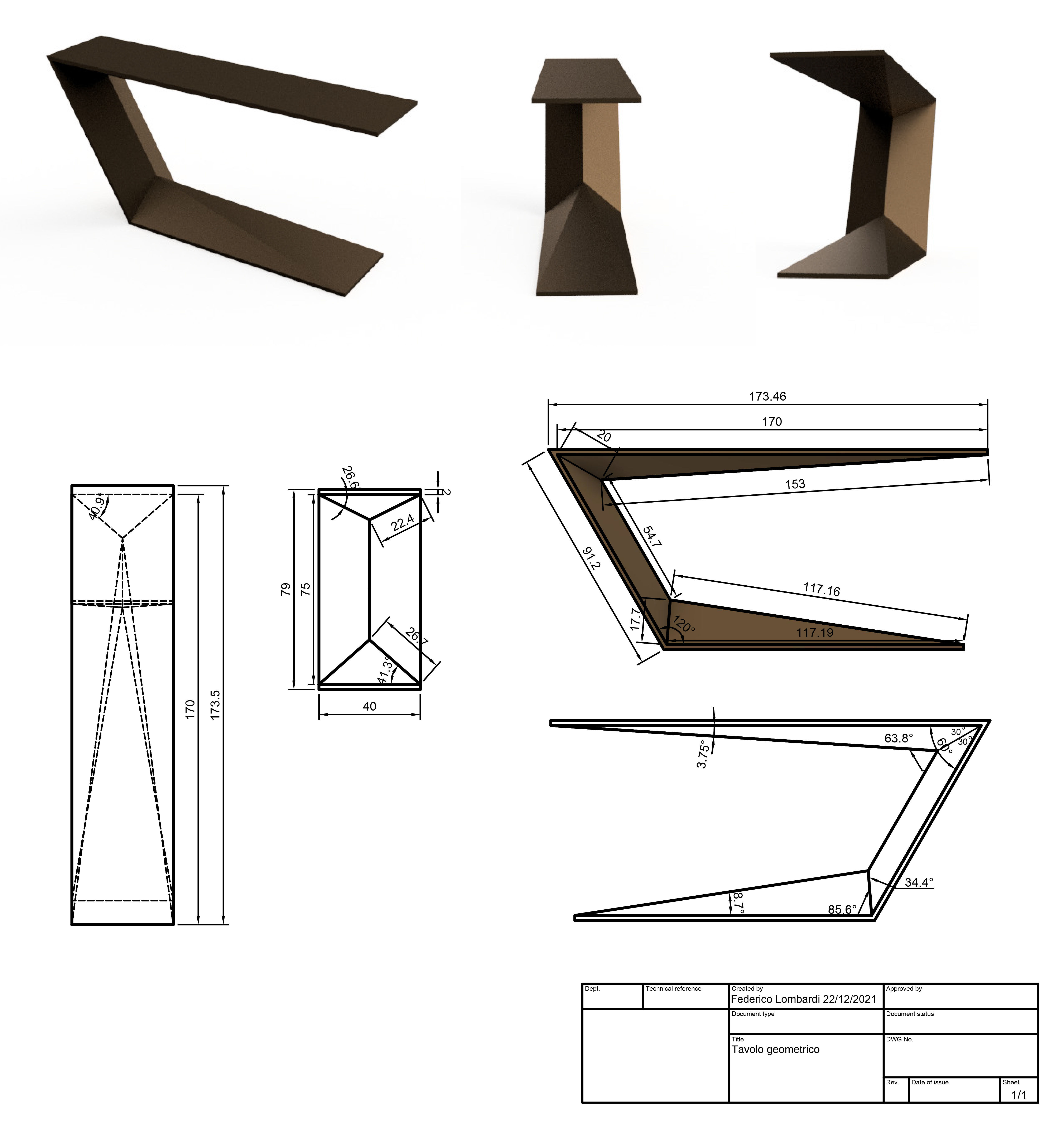 Geometric Industrial Modern Table 3D print model_6