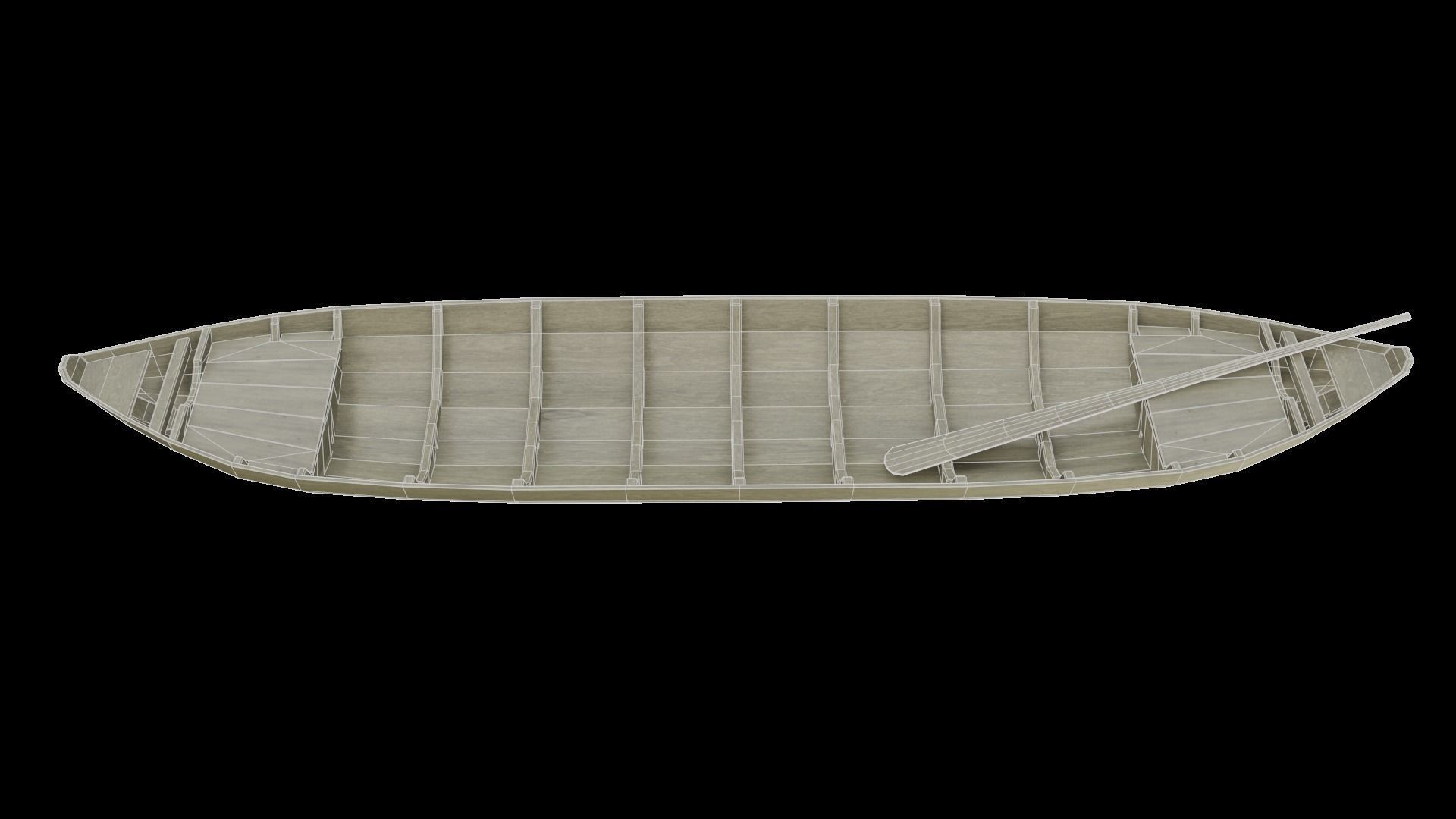 Wooden Boat Low-poly 3D model_6
