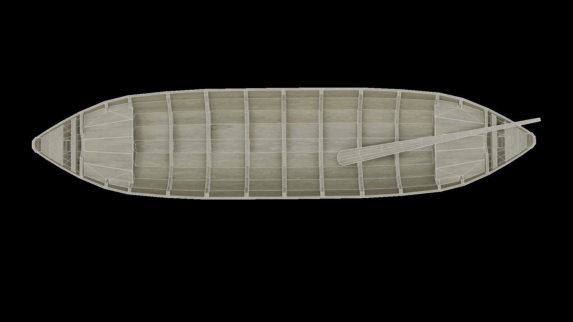 Wooden Boat Low-poly 3D model_5