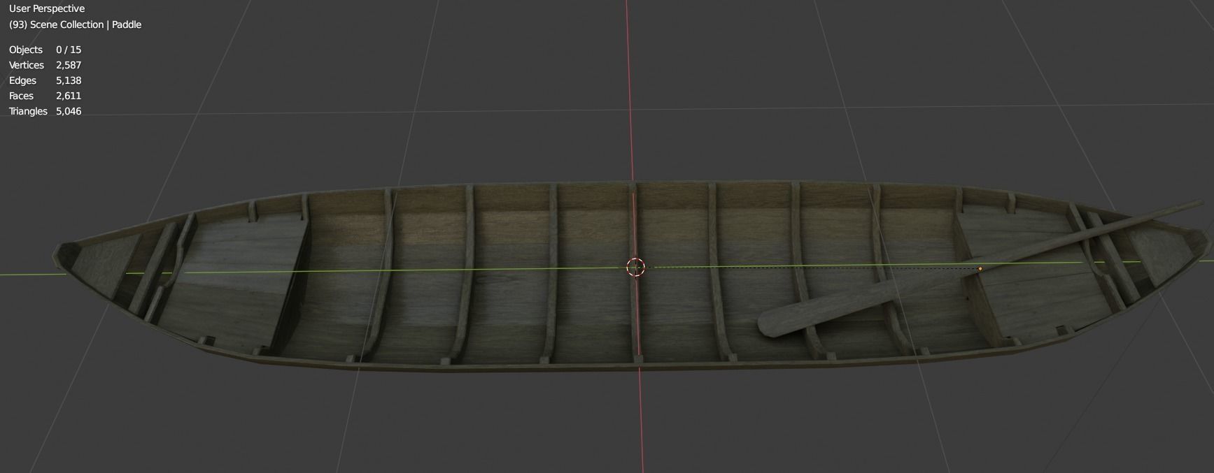 Wooden Boat Low-poly 3D model_9