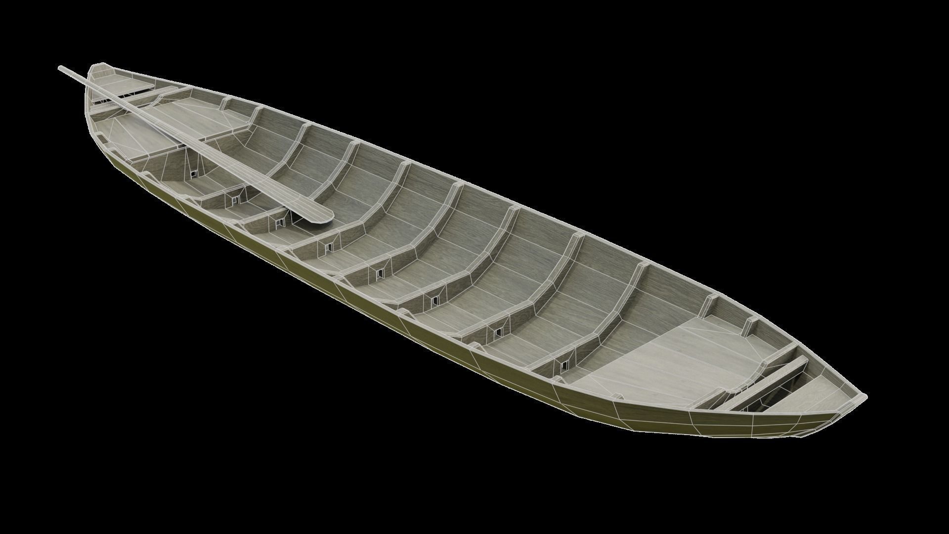 Wooden Boat Low-poly 3D model_1