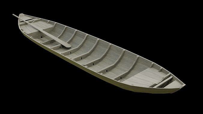 Wooden Boat Low-poly 3D model